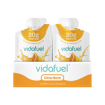 VIDAFUEL Wellness Protein Shot, Citrus Burst, 20g Protein, 12 Pk