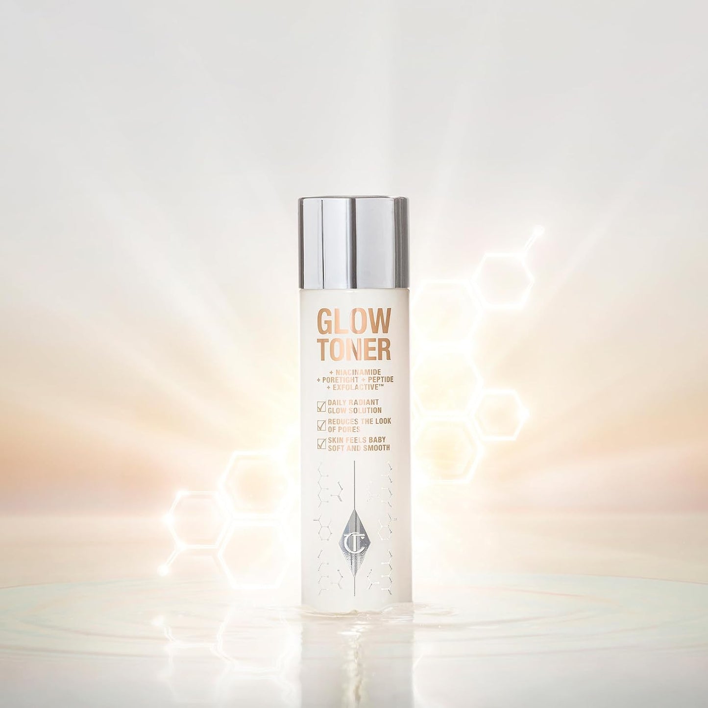 Charlotte Tilbury Glow Face Toner - Exfoliating Toner for Oily Skin - Helps to Reduce The Appearance of Pores, Hydrate & Plump Skin - Delicately Scented with Rose & Lemon