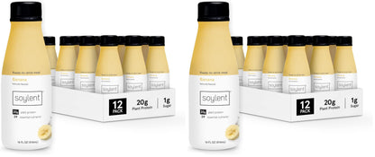 Soylent Strawberry Meal Replacement Shake, Ready-to-Drink Plant Based Protein Drink, Contains 20g Complete Vegan Protein and 1g Sugar, 14oz, 12 Pack