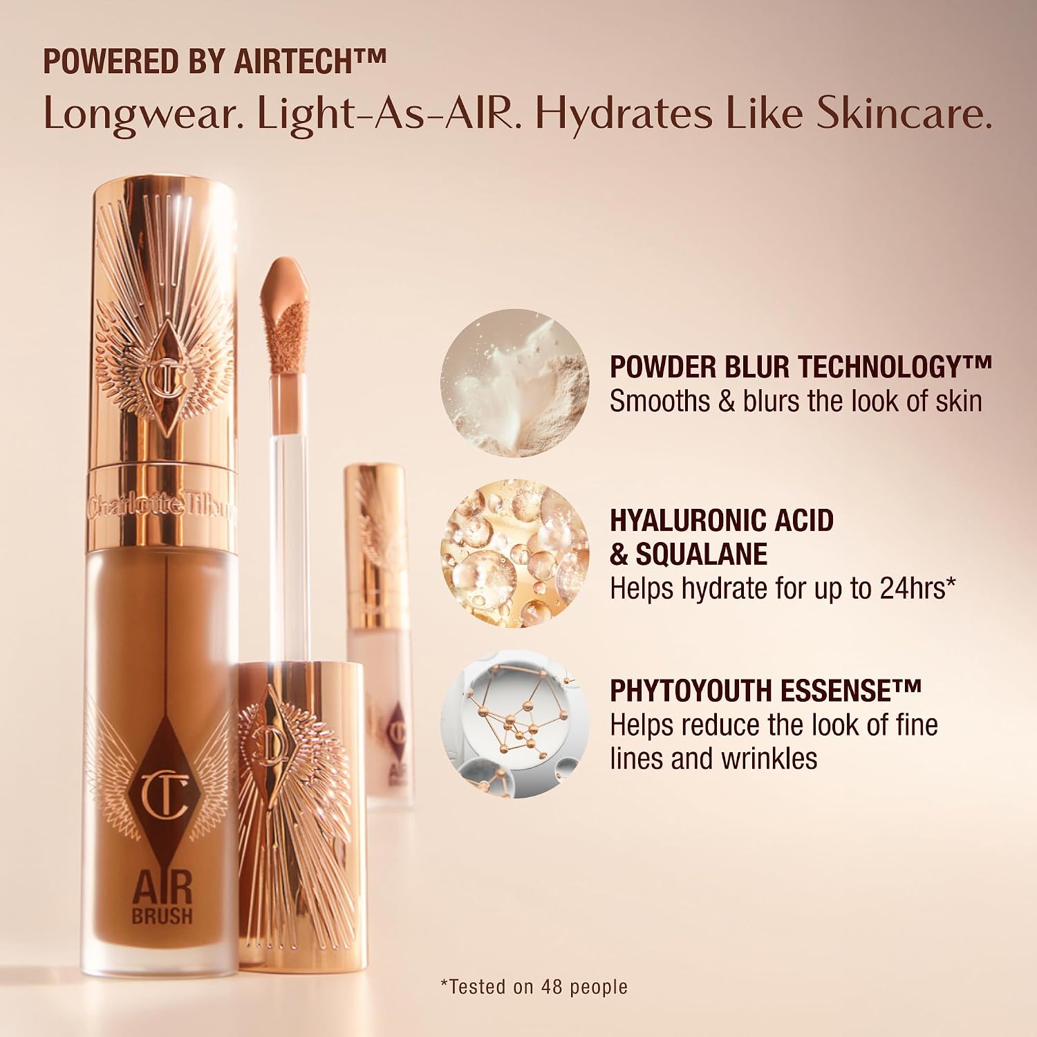 Charlotte Tilbury AIRbrush Flawless Blur Concealer - Longwear Concealer for Dark Circles, Blemishes, Redness & More - Hydrating, Crease-Proof & Full Coverage with a Natural Matte Finish