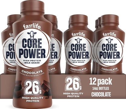 Core Power Fairlife 26g Protein Milk Shakes, Liquid Ready To Drink for Workout Recovery, Chocolate, 14 Fl Oz Bottle (Pack of 12)