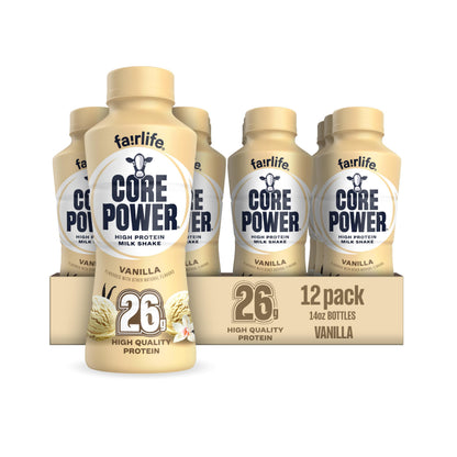 Core Power Fairlife 26g Protein Milk Shakes, Ready To Drink for Workout Recovery, Strawberry Banana, 14 Fl Oz (Pack of 12)