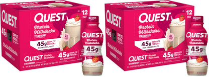 Quest Nutrition Strawberry Protein Shake, 45g Protein, 2g Sugar, 12 Count