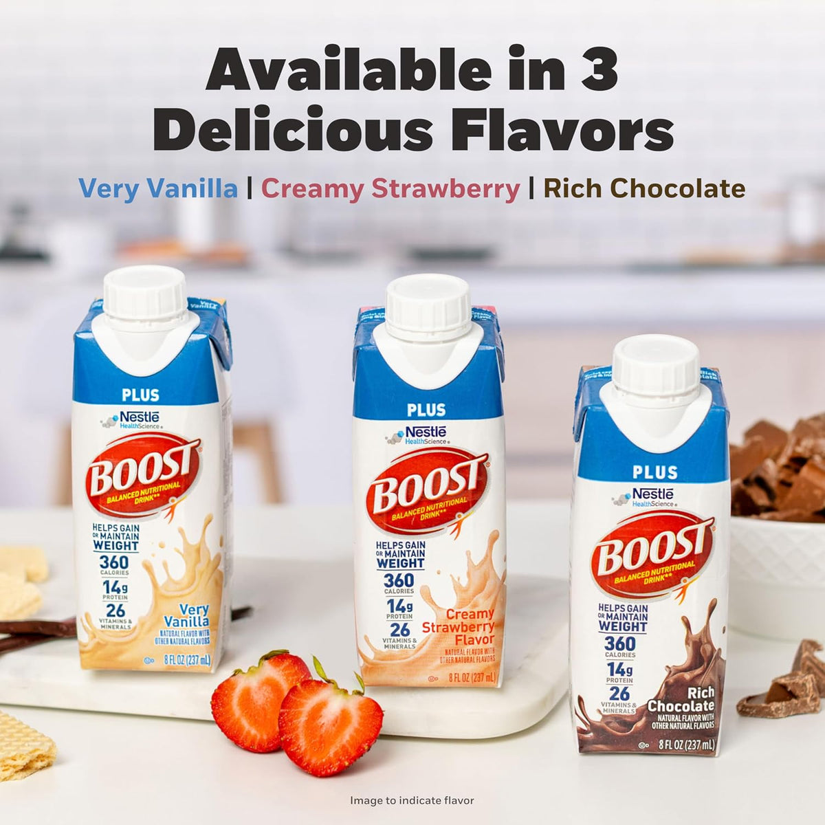 BOOST Plus Ready to Drink Nutritional Drink, Creamy Strawberry, 24 Pack