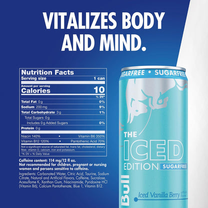 Red Bull Sugarfree Energy Drink, Iced Vanilla Berry, Iced Edition
