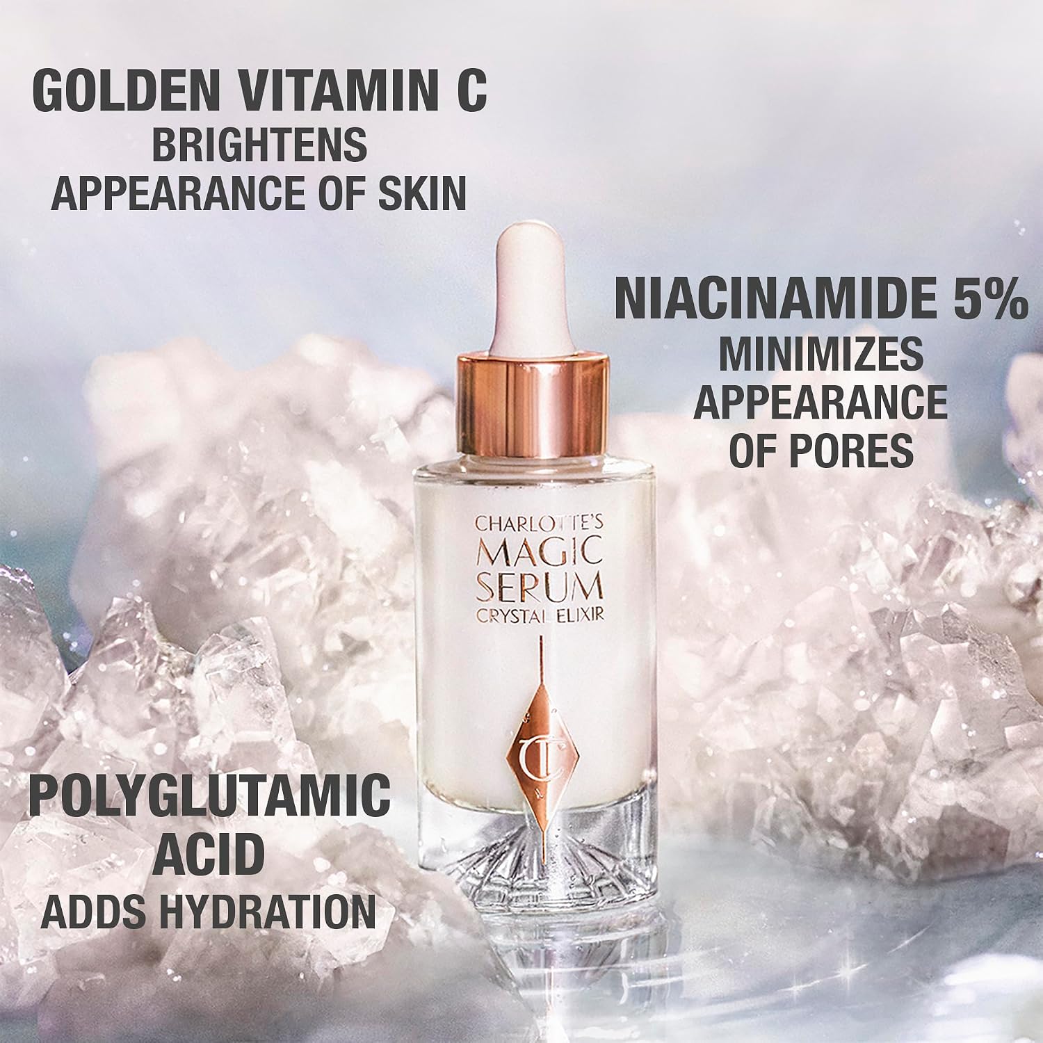 Charlotte Tilbury Magic Serum Crystal Elixir - Skincare Set Essential - Firming Peptide Serum for Face & Neck - Perfect for Gifting & Makeup Pairings