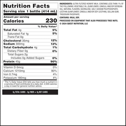 Quest Nutrition Strawberry Protein Shake, 45g Protein, 2g Sugar, 12 Count
