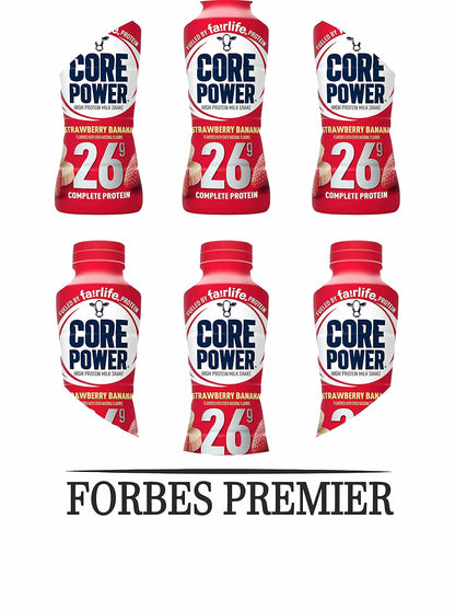 Fairlife Core Power High Protein Milk Shake, Natural Flavor Ready to Drink Protein Shake, The best Strawberry Protein Shakes, 14 fl oz , 26gm (Strawberry Banana flavor, Pack of 6 Bottles) protein, beverages, strawberries, FORBES PREMIER CARD INCLUDED!